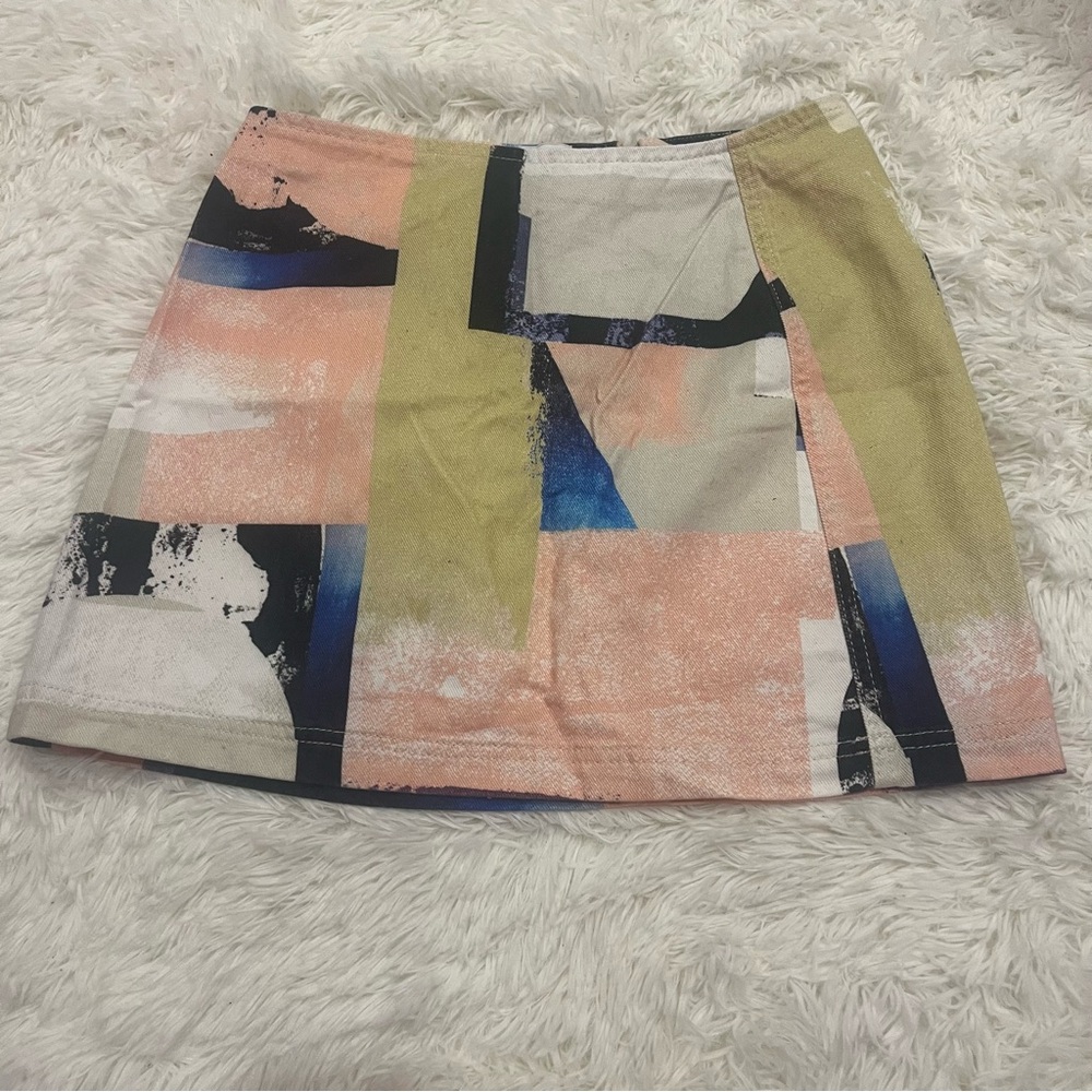 Urban Outfitters Serafina Printed Pelmet Mini Skirt Size M Multi-Color